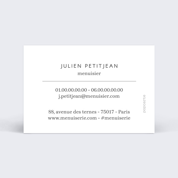 Carte de visite Menuisier Verso