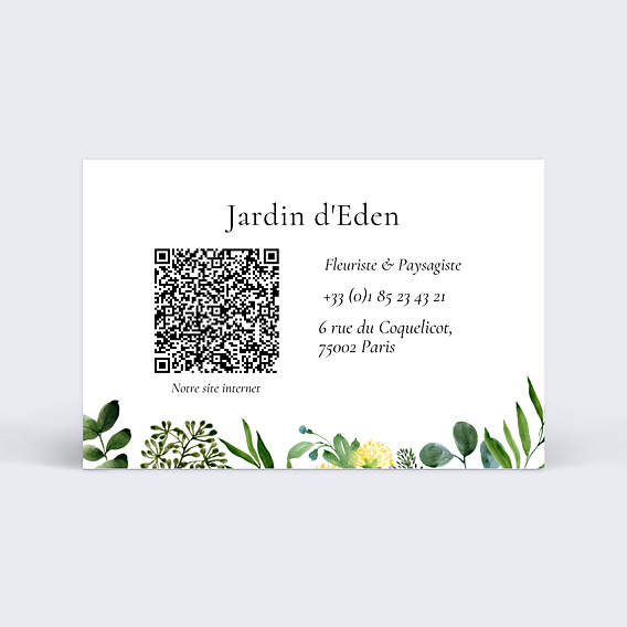 Carte de visite Fleuriste Paysagiste Verso