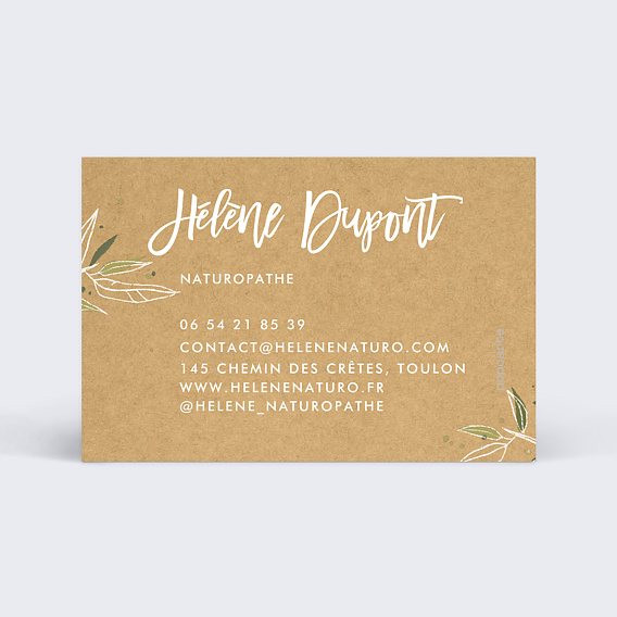 Carte de visite Naturopathe Kraft Verso