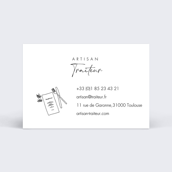 Carte de visite Artisan Traiteur  Verso