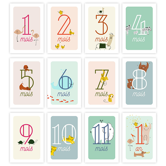 Carte étape bébé Jolis Animaux Après 4