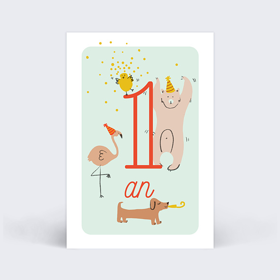 Carte étape bébé Jolis Animaux Carte 6