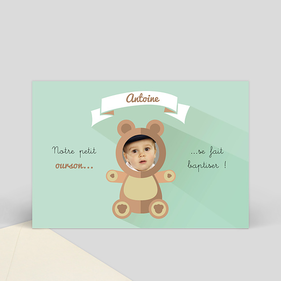 Invitation baptême ourson