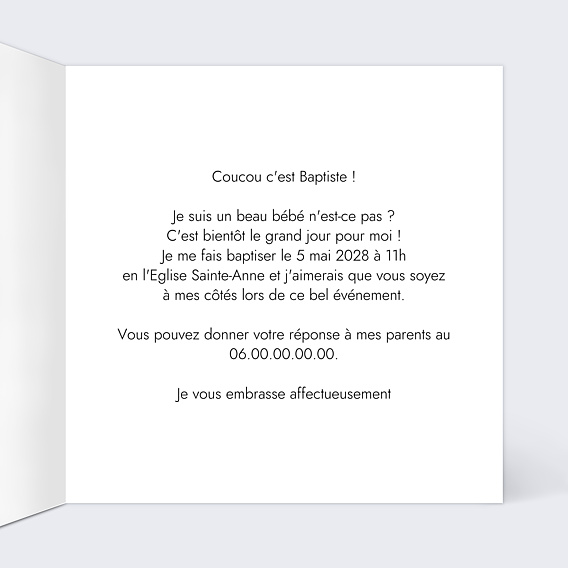 Faire-part Baptême Photo seule