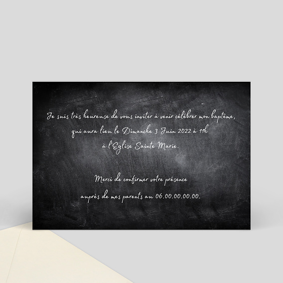 Faire-part baptême Faire-part Baptême Carte Ardoise Verso