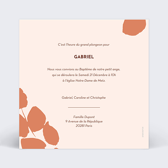 Faire-part Baptême Invitation Baptême Rouge