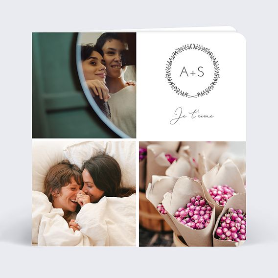 Carte d'amour Couronne Fleurie