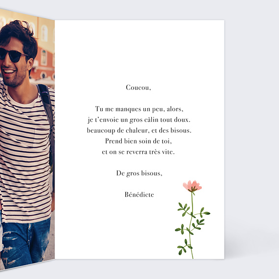 Carte d'amour Bucolique Fleur Intérieur Droit