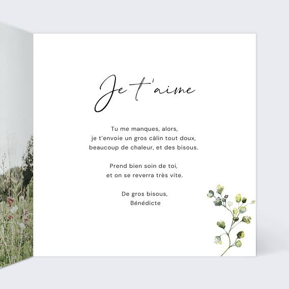 Carte d'amour Couronne de Feuilles Intérieur Droit