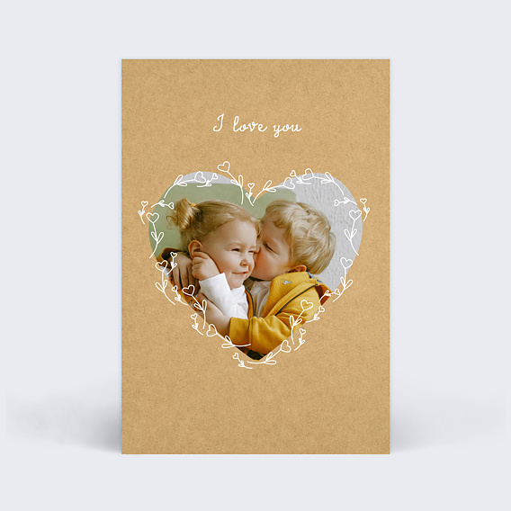 Carte d'amour Coeur Fleuri