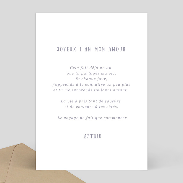 Carte d'Amour Epingles Verso