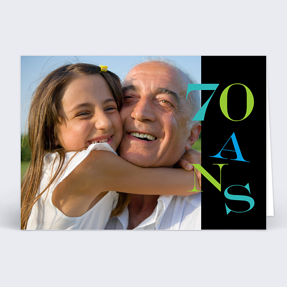 Anniversaire Adulte 70 ans lettres multicolores