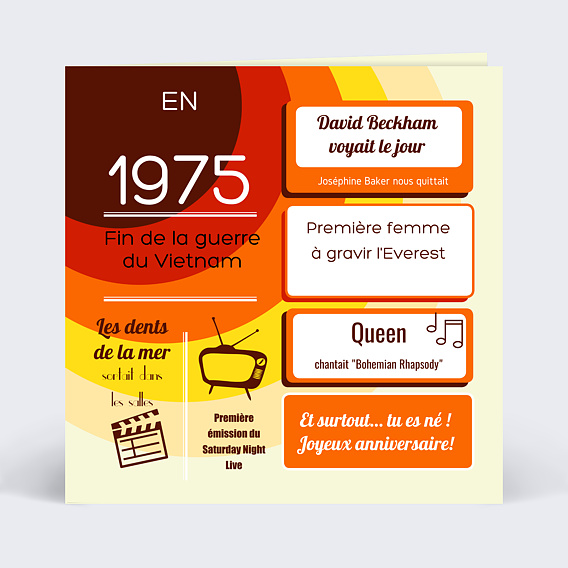 Carte anniversaire adulte Années 70