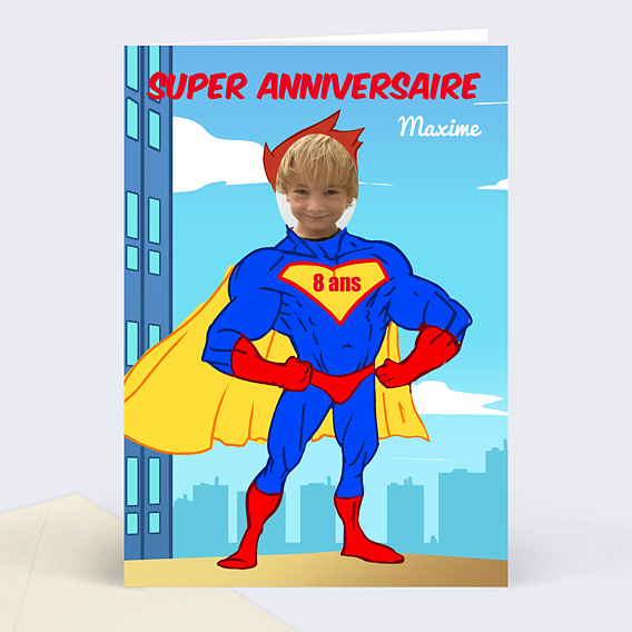 Carte Anniversaire enfant Superman Äge Modifiable