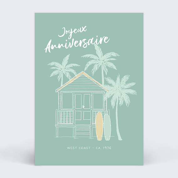 Carte anniversaire adulte Surf