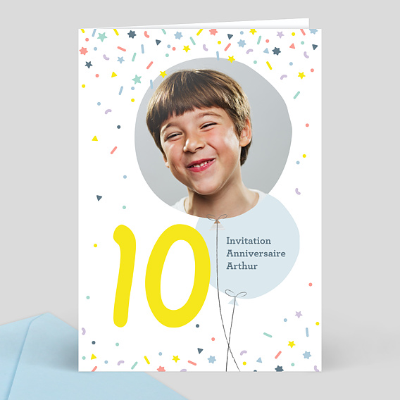 Carte d'Invitation Anniversaire Enfant 10 ans