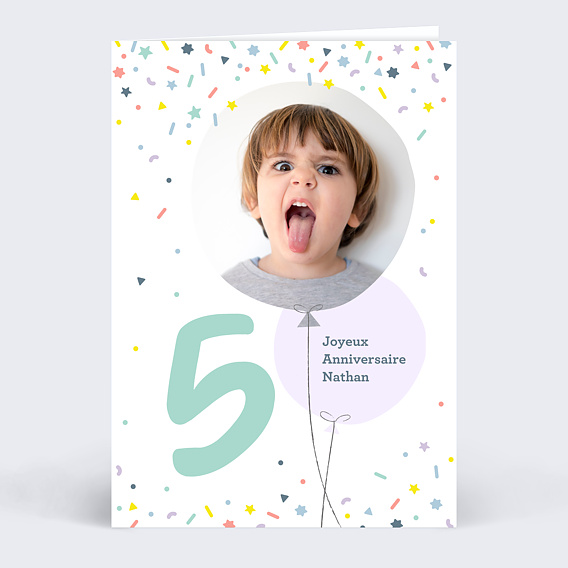 carte anniversaire enfant 5 ans souhait verso
