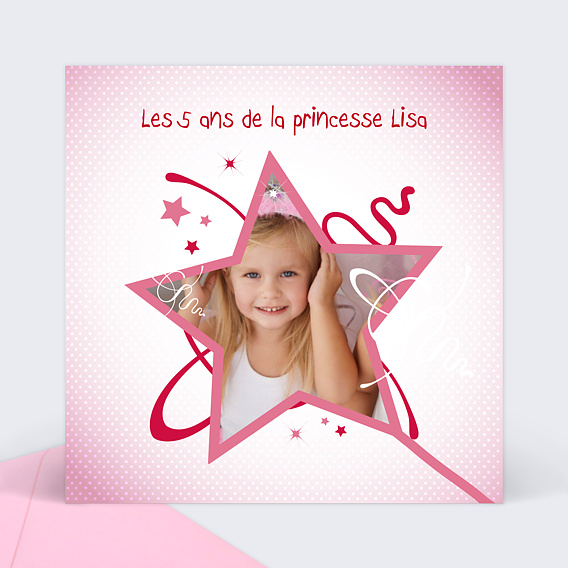 Carte D Invitation Anniversaire Enfant Princesse Etoile Popcarte