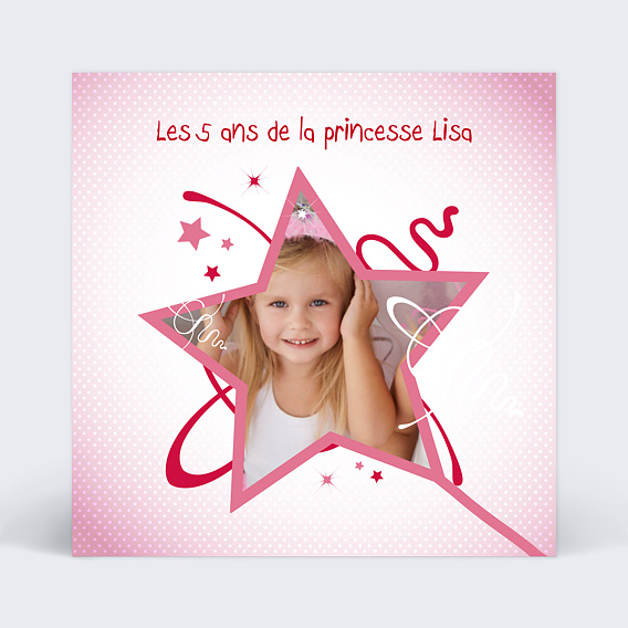 Invitation anniversaire enfant Princesse Étoile