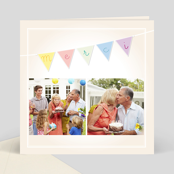 Remerciements Anniversaire Carte merci fanions