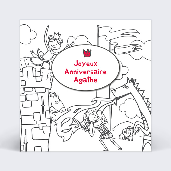 Carte Anniversaire Coloriage Château