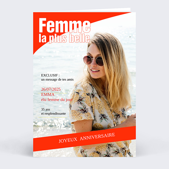 Carte anniversaire adulte Couverture Plus Belle Femme