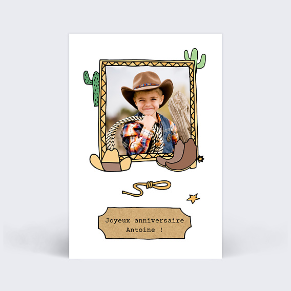 Carte anniversaire enfant Cowboy