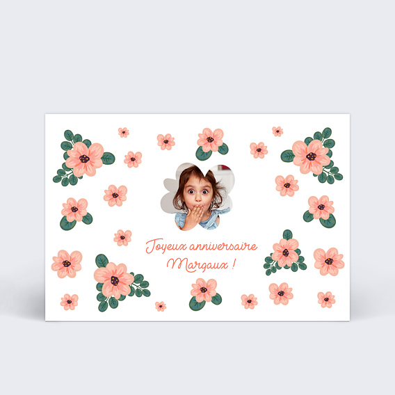 Carte anniversaire enfant Fleurs Souhait