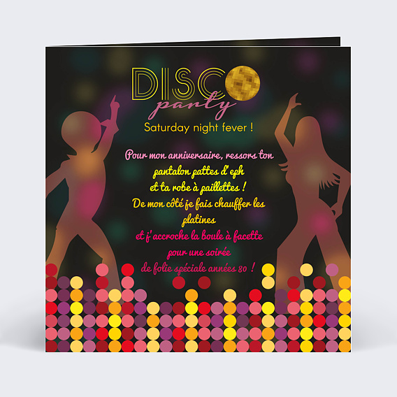 invitation anniversaire theme annee 60 Invitation Anniversaire Disco Party Popcarte invitation anniversaire theme annee 60