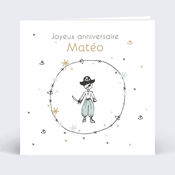 Carte Anniversaire enfant Petit Pirate