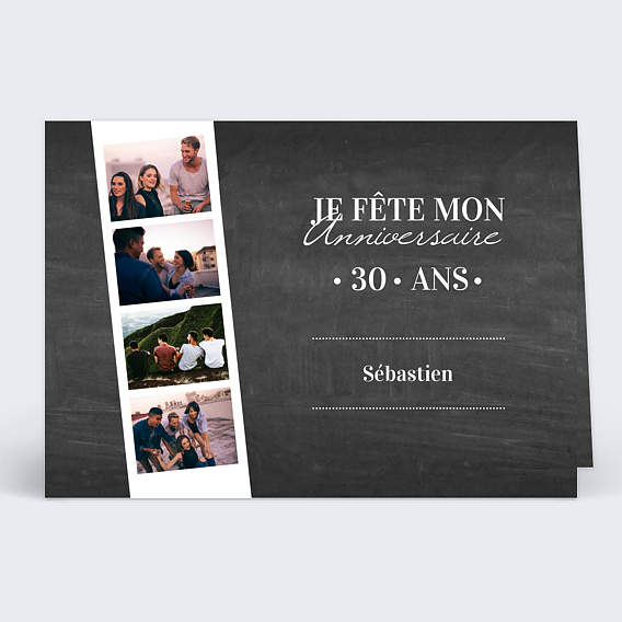 Carte anniversaire adulte Photomaton Ardoise