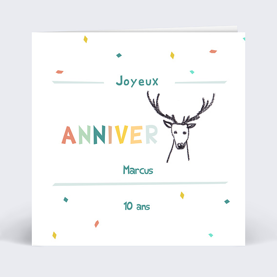 Carte Anniversaire enfant Rébus Cerf