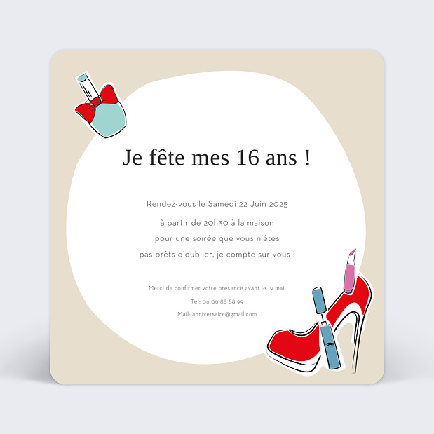 Invitation Anniversaire Panoplie Verso