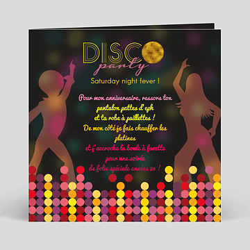 Invitation anniversaire Disco Party