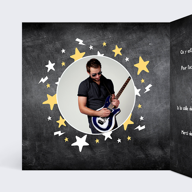 Invitation Anniversaire Rock Intérieur Gauche