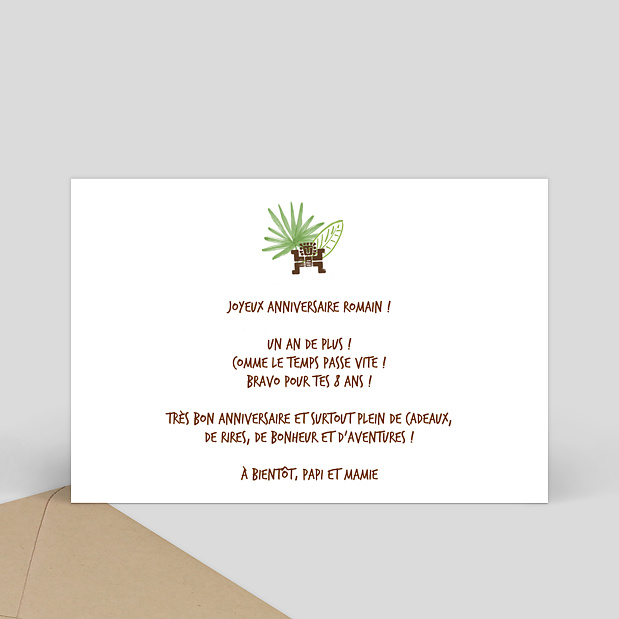 Carte anniversaire aventure Verso