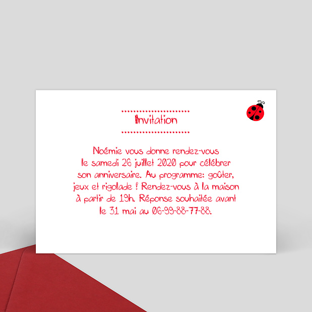 Invitation Anniversaire Coccinelle Popcarte Invitation Anniversaire Coccinelle Popcarte
