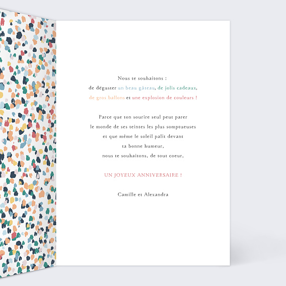 Carte anniversaire Ballons Intérieur Droit