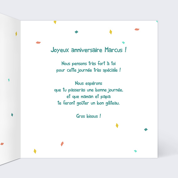 Carte anniversaire enfant Rébus Cerf Intérieur Droit