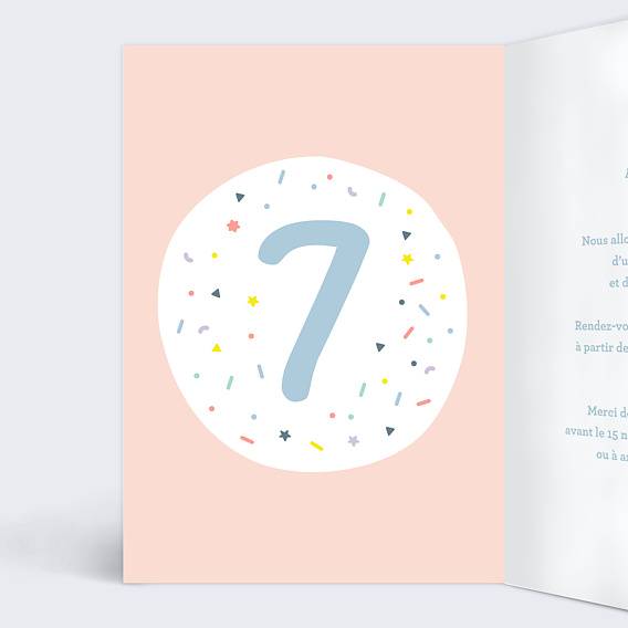 Invitation anniversaire enfant 7 ans Intérieur Gauche