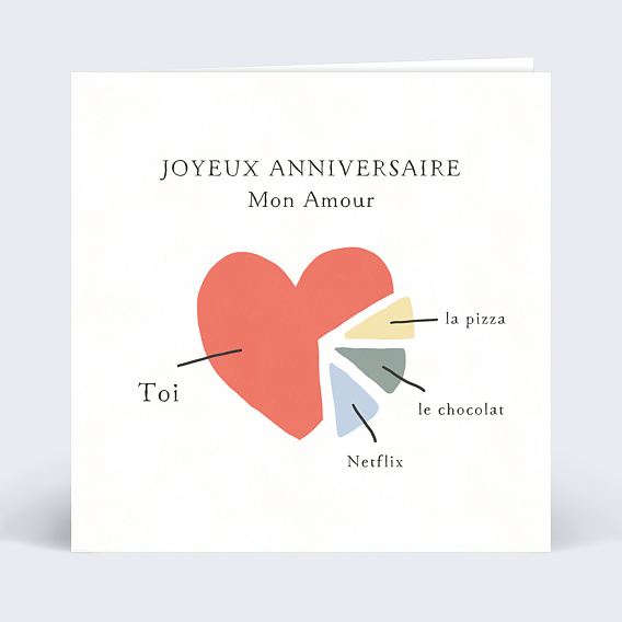 Carte anniversaire Amour Recto