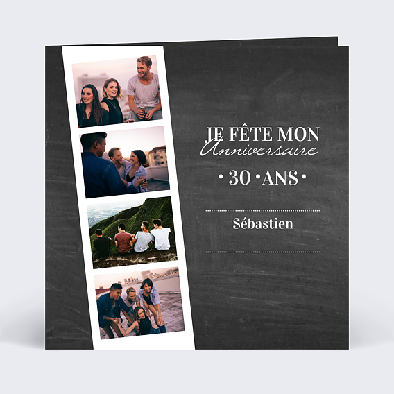 Carte anniversaire adulte Photomaton Ardoise