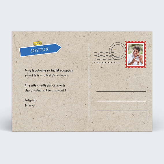 Carte anniversaire Panneau Verso