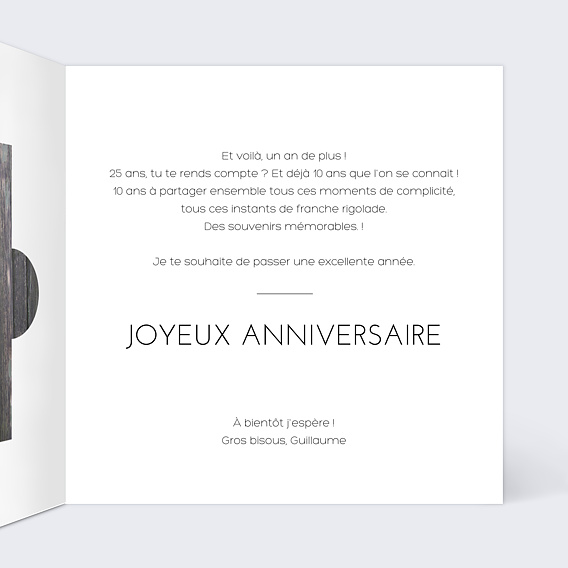 Carte anniversaire Puzzle Intérieur Droit