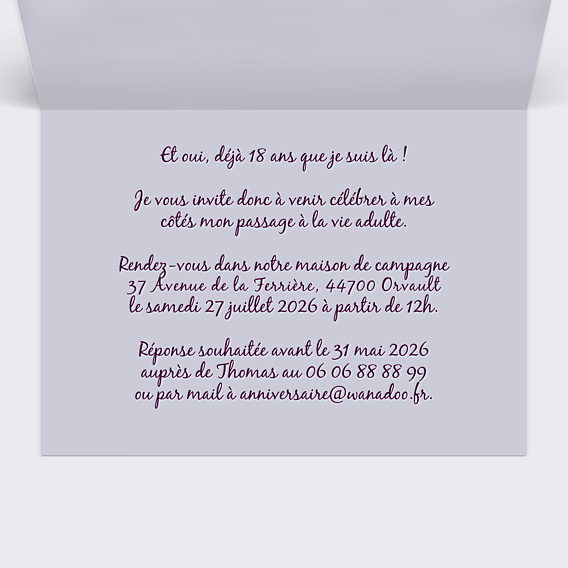 Invitation Anniversaire Adulte Photos 18 ans