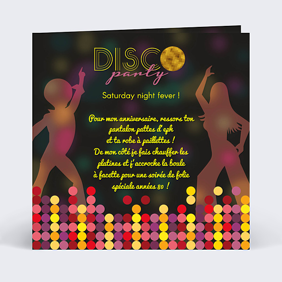 Invitation Anniversaire Adulte Disco Party