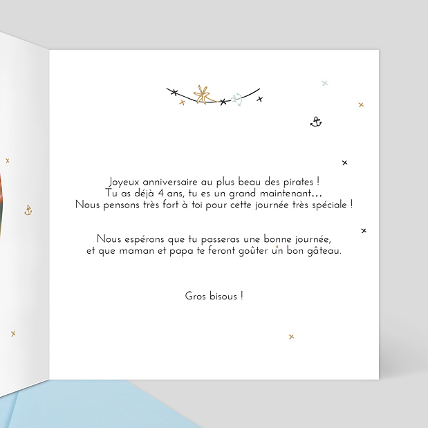 Carte Anniversaire Petit Pirate Intérieur Droit