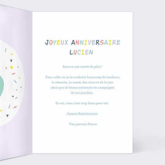Carte anniversaire enfant Ballons 3 ans Intérieur Droit