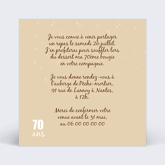 Invitation Anniversaire Adulte Photos 70 ans