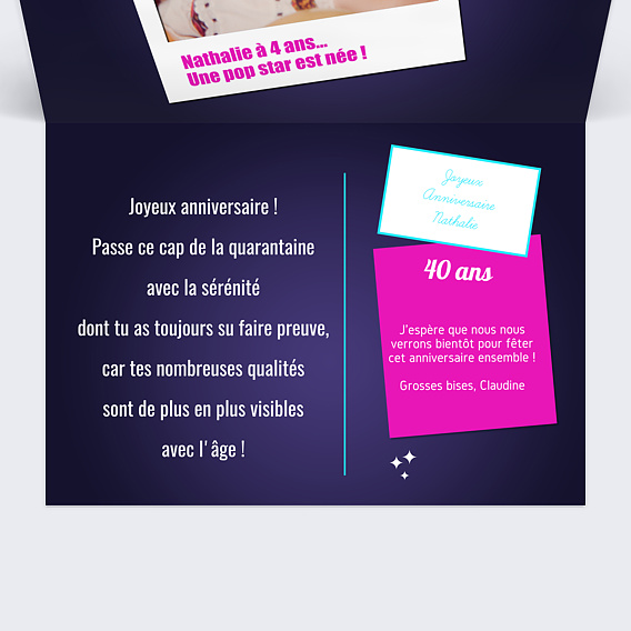 Carte anniversaire Années 80 Intérieur Droit